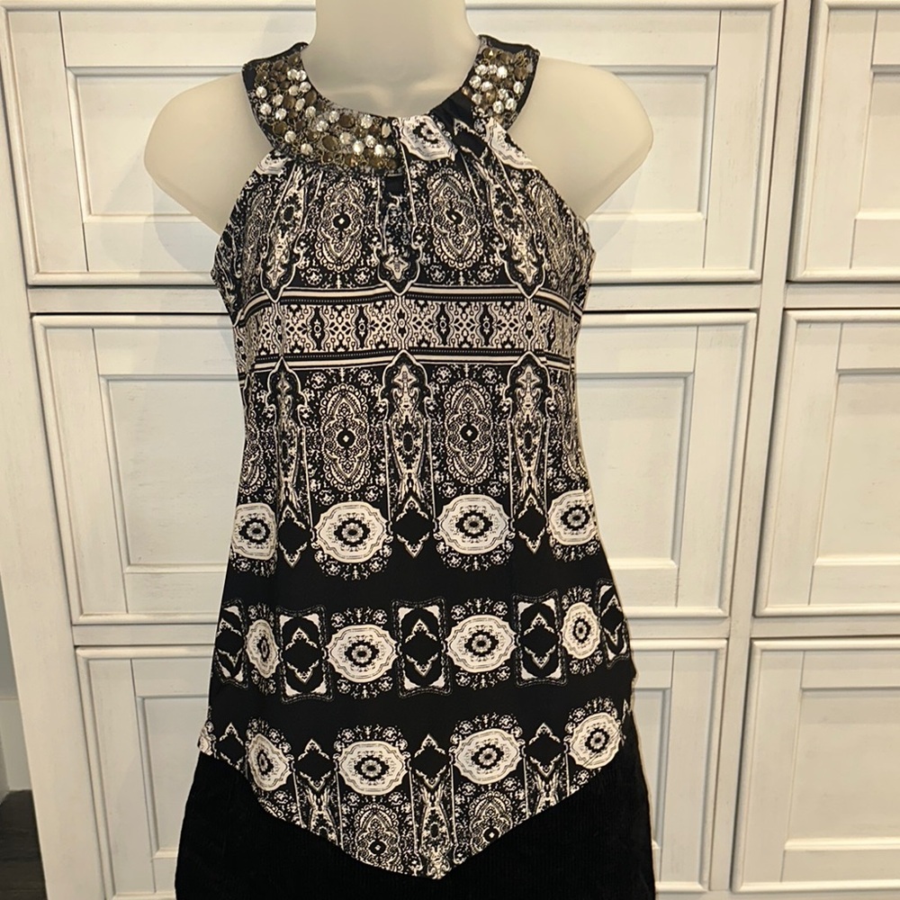 INC International Concepts Black and White Tank Top